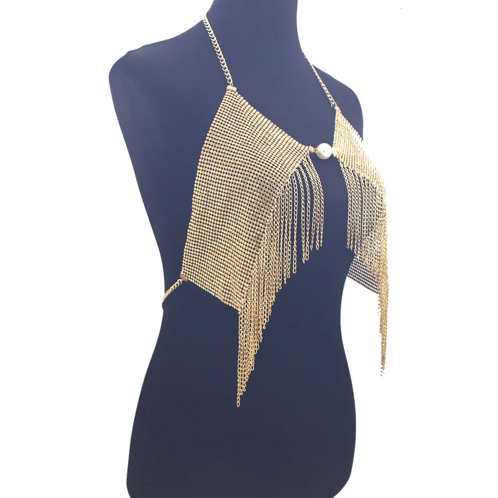 Full Rhinestones Tassel Women Bra Body Chain Good Quality Aluminum Underwear Nightclub Jewelry 241213