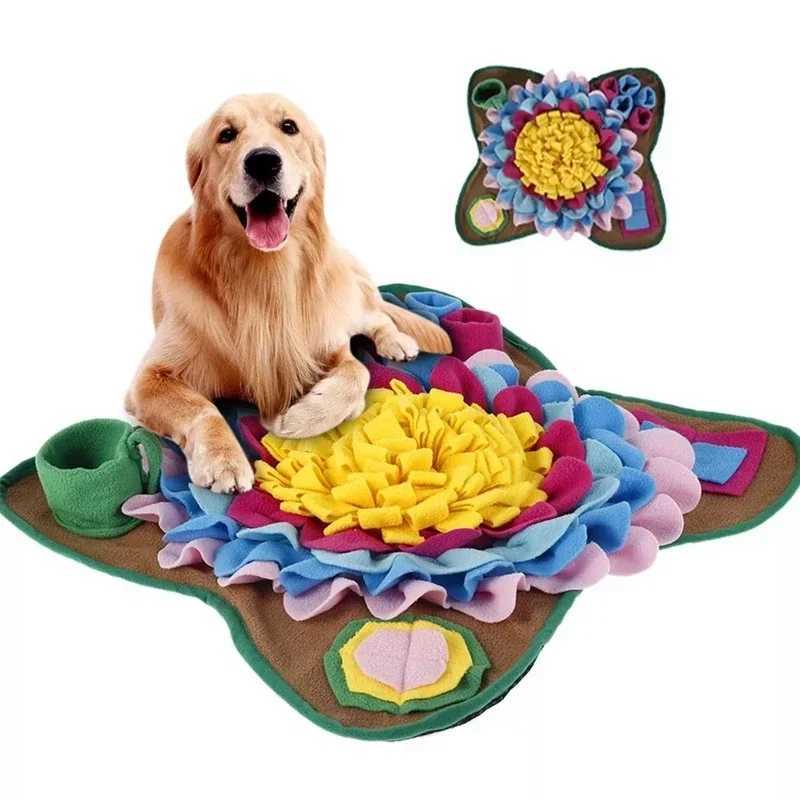 Pet olfactory pad dog puzzle training Xizang food blanket slow food pad washable colored dog puzzle feeding toy nose training pad X241213