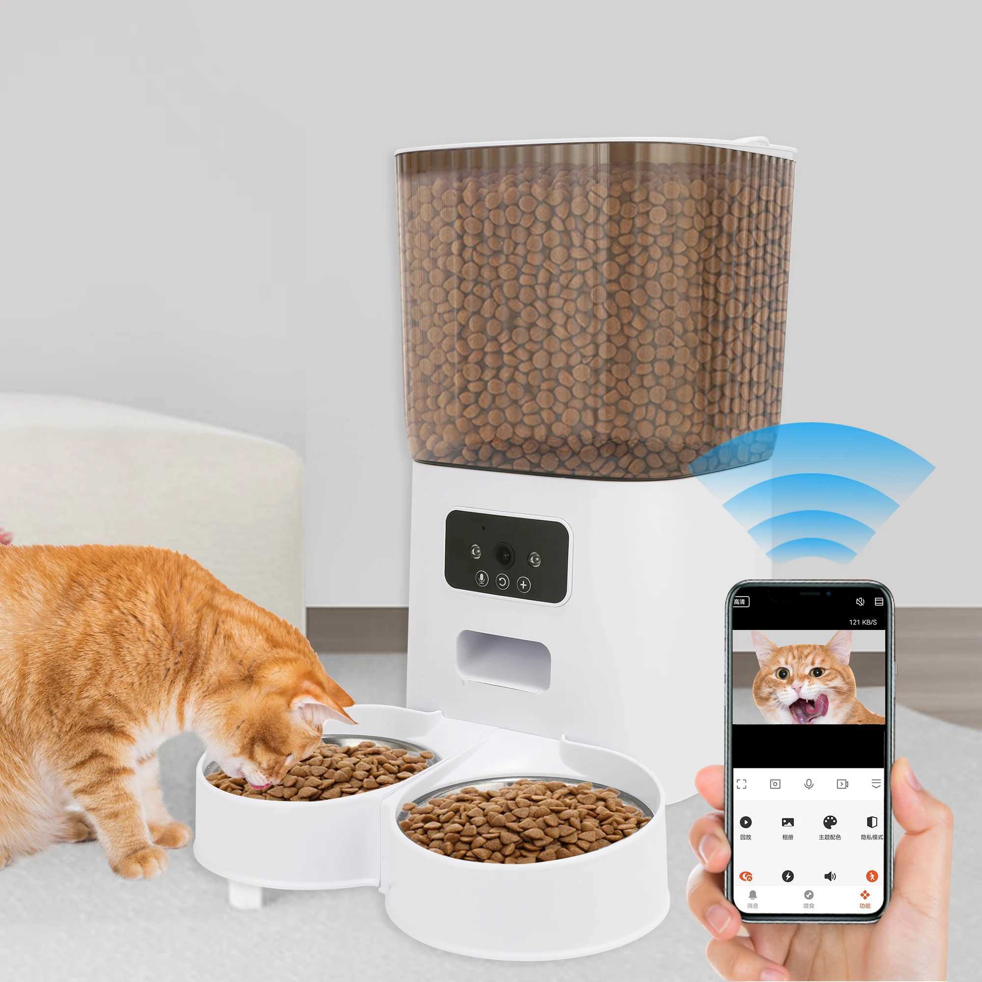 Cat Placemats 5L Smart WiFi APP Camera Automatic Pet Feeder Cat Food Dispenser Video Smart Feeder For Cats Dogs Pet Dry Food Bowl z241213