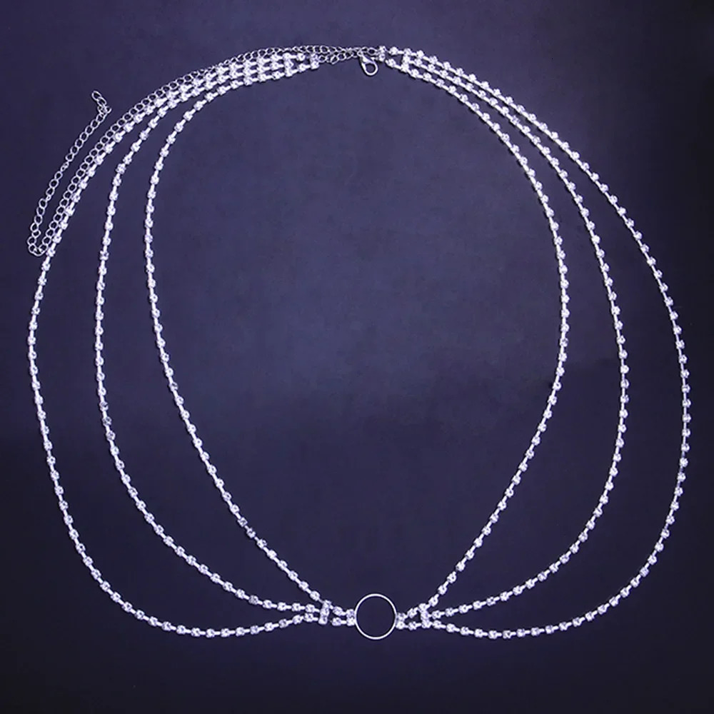 Shine Fashion Three Layer Rhinestone Waist Chain for Women Circle Beach Bikini Belly Sexy Body Jewelry 241213