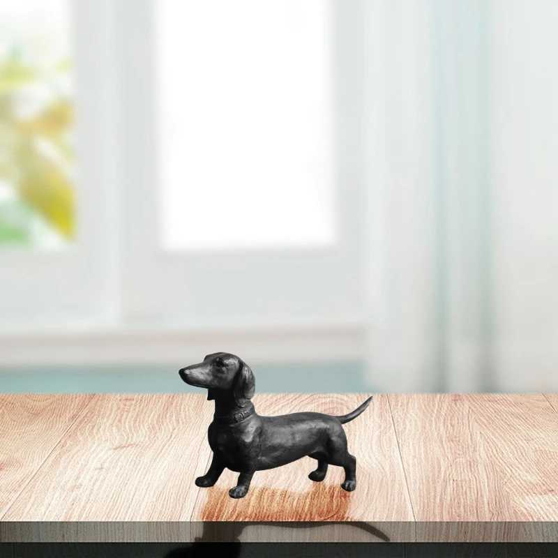 652F Dachshund Figurine Sculpture He Desktops Decorations Standing Long Dog Resins Small Statue Outdoor Garden Ornament Y241212