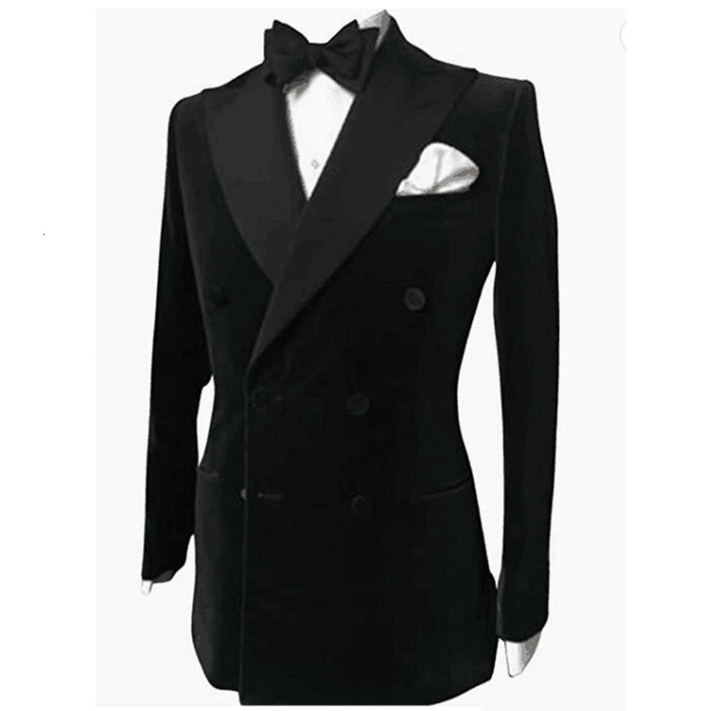 S-6Xl Black Veet Wedding Men Suits Blazer Business Groom Tuxedo Jacket Formal Costume Homme Party Double Breasted Only Coat