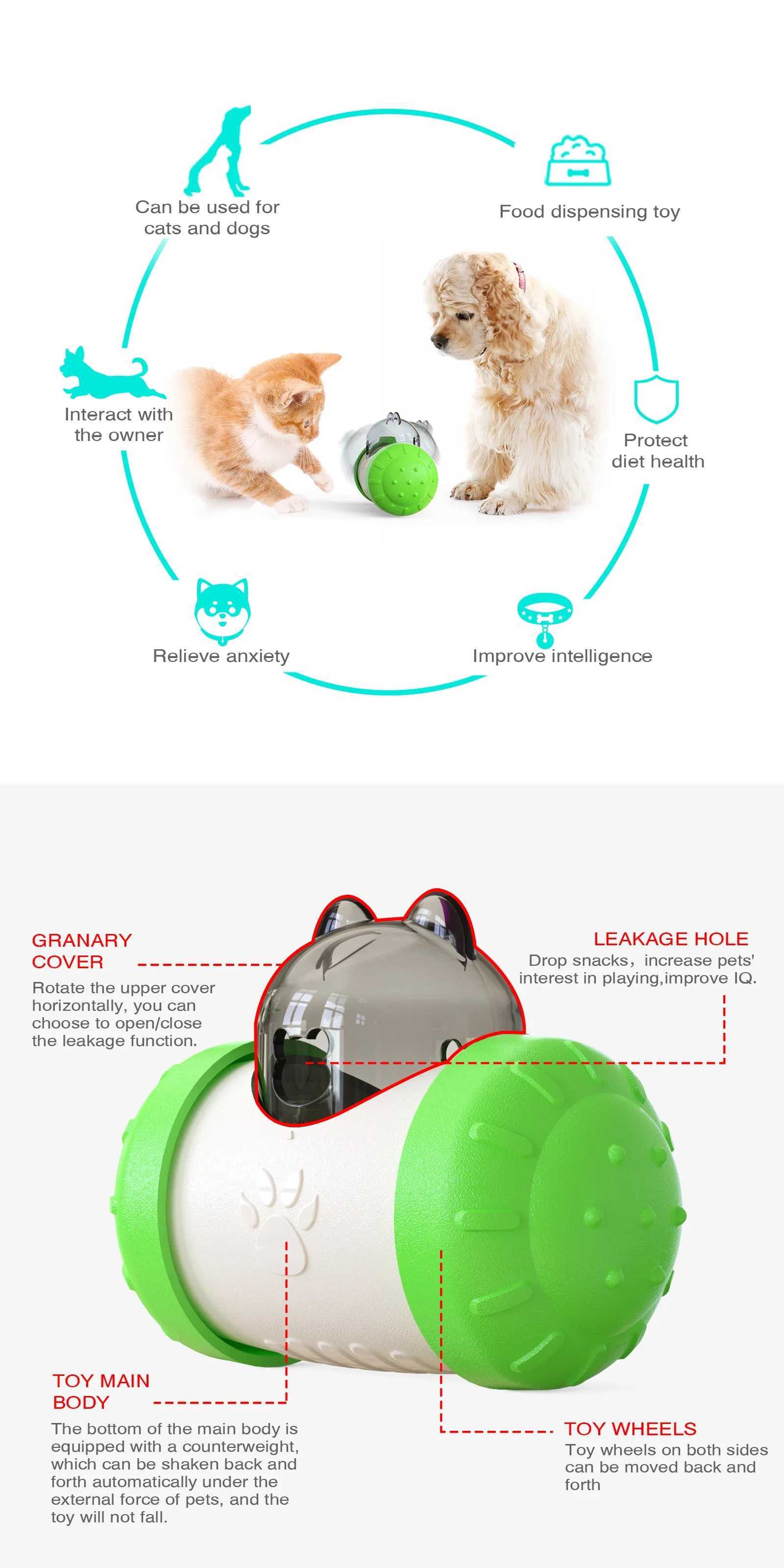 Interactive food toys for dogs and cats pet food dispensers non food dog food toys slow feeding toys for dogs X241213