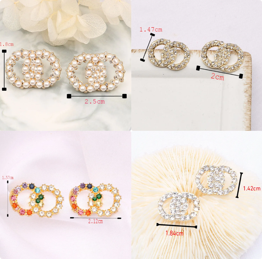 Fashion Luxury Designer Earrings Letter Stud Earrings Designer for Women Pearl Tassel Crystal Rhinestone Wedding Party Jewelry Accessories