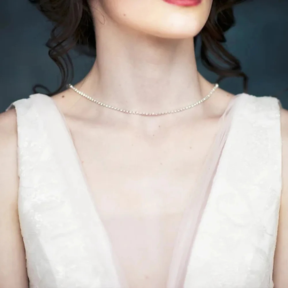 Crystal Necklace Droplet Back Chain Multilayer Wavy Dress Accessories 241213