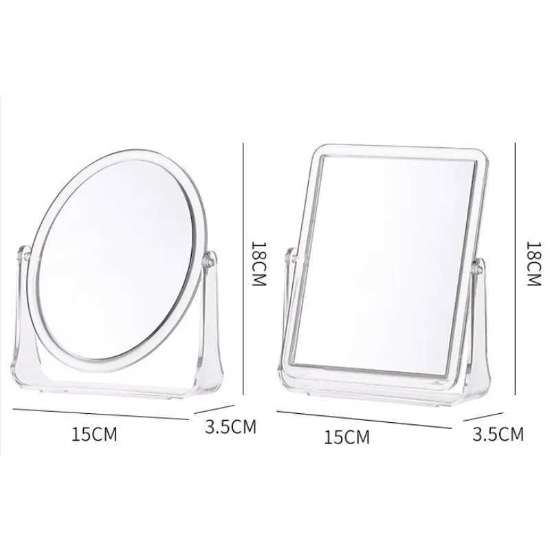 18.5x15x4cm Transparent Double Sided Rotating Tabletop Makeup Mirror Square Oval Tabletop Dressing Mirror Makeup ToolsXJ241213