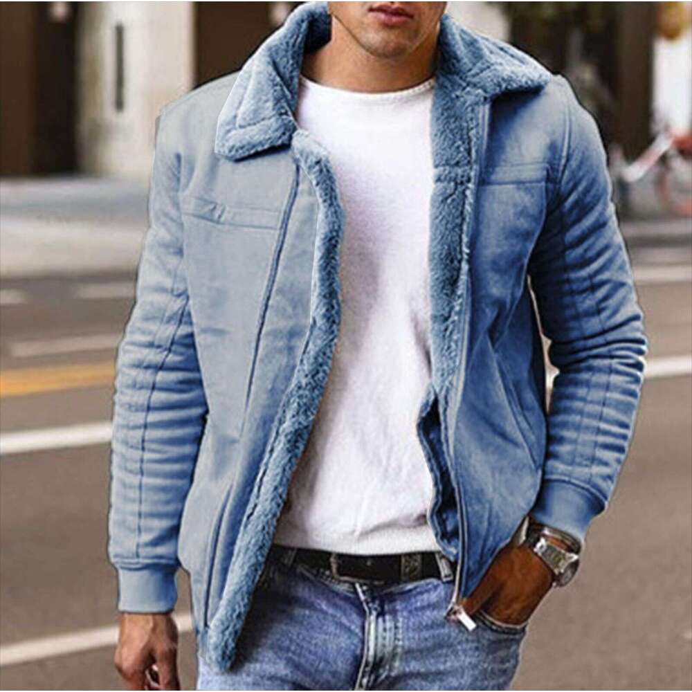 Men's Faux Fur Short Large Lapel Collar, Men's Coat With Fashionable And Classic Quality