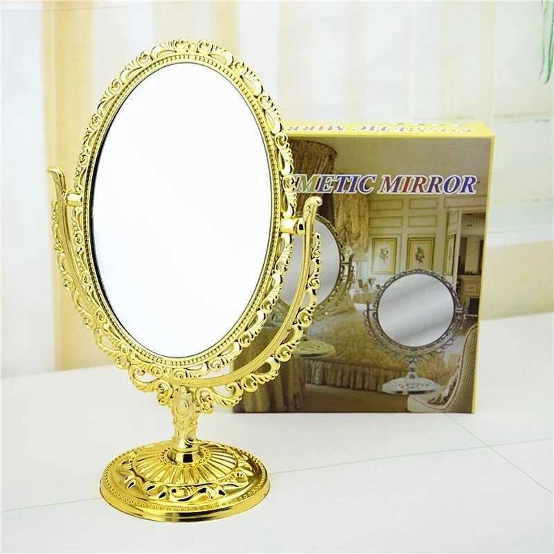 European Style Palace Carving Makeup Mirror Vintage Floral Oval Handhold Mirror Home Decor Makeup MirrorXJ241213