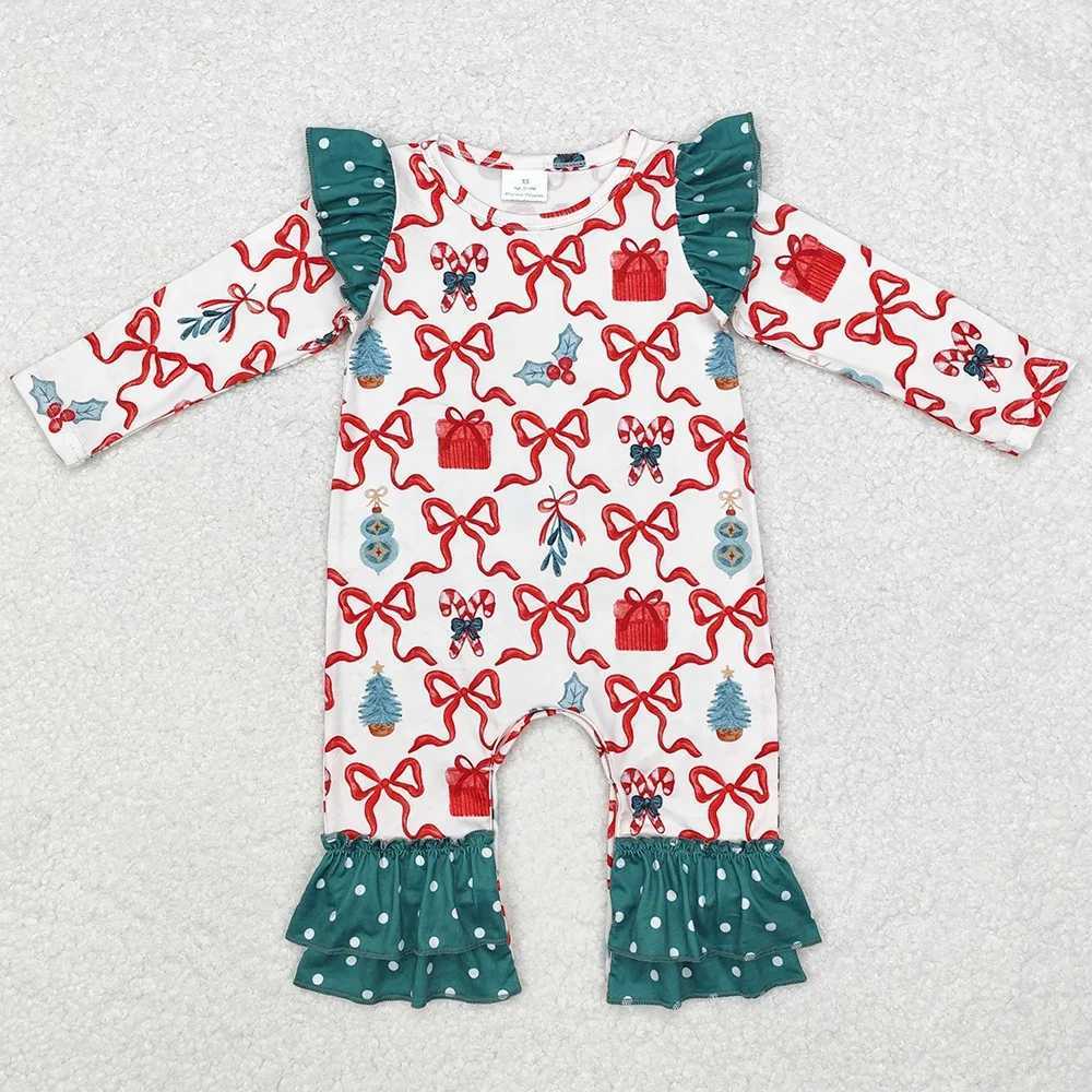 Wholesale baby girl sleepwear Christmas candy bamboo pole sleepwear bamboo sleepwear set baby sleepwear new W241213