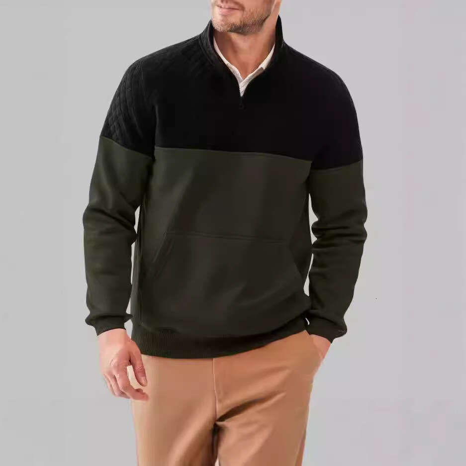 Color Blocked Half Zipper Pullover Outdoor Casual Hoodie 6788 Fashionable Quality Classic