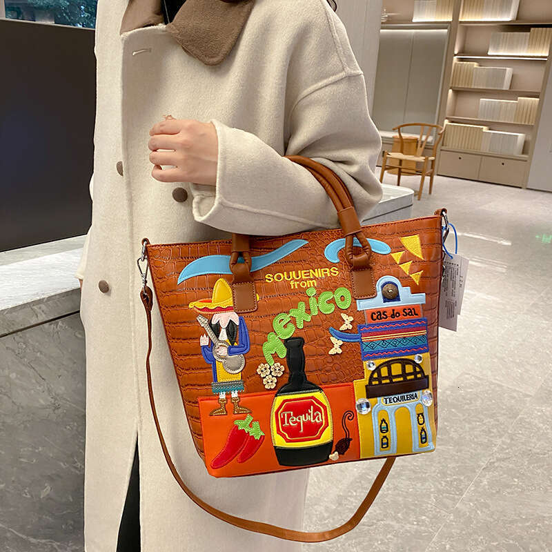 for Women Autumn/Winter Commuter Handbag Large Capacity Mexican Style Shoulder Bag 2024 Versatile New Trendy Clothing Ins