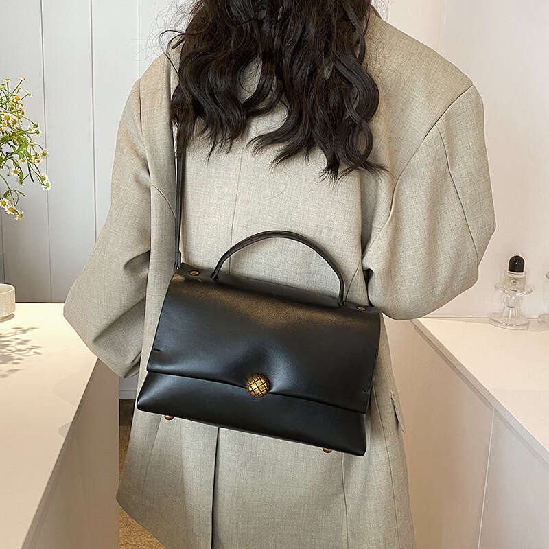 Retro Women's New Hand-Held Small Square Cross-Border Popular Double Mouth Explosive Style, High-End Texture, Single Shoulder Crossbody Bag, Fash