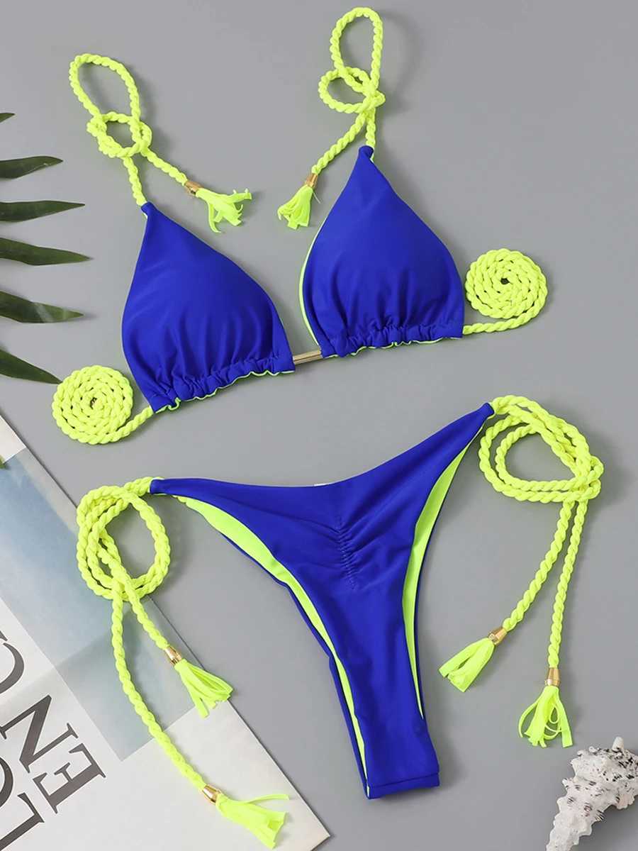 2023 Triang String Bikini Women Sexy Brazilian Swimsuit Tie Side Thong Swimwear Fa Bathing Swimming Suit Summer BeachwearXJ241212