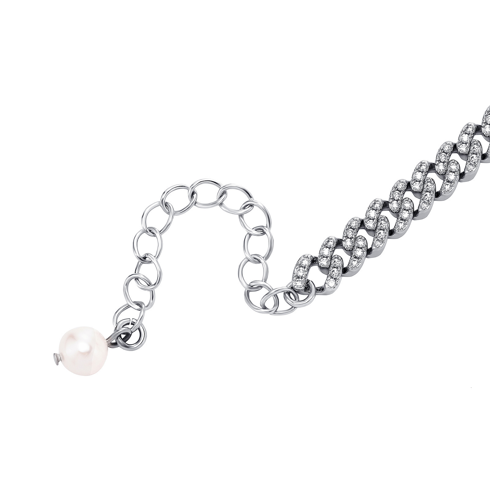 Sparkly Pink Blue 2 Tones Cubic Zirconia Prong Cuban Link Chain Bracelet Punk Hiphop Men And Women Colorful Gemstone Natural Pearl Chains 18k Gold Bij