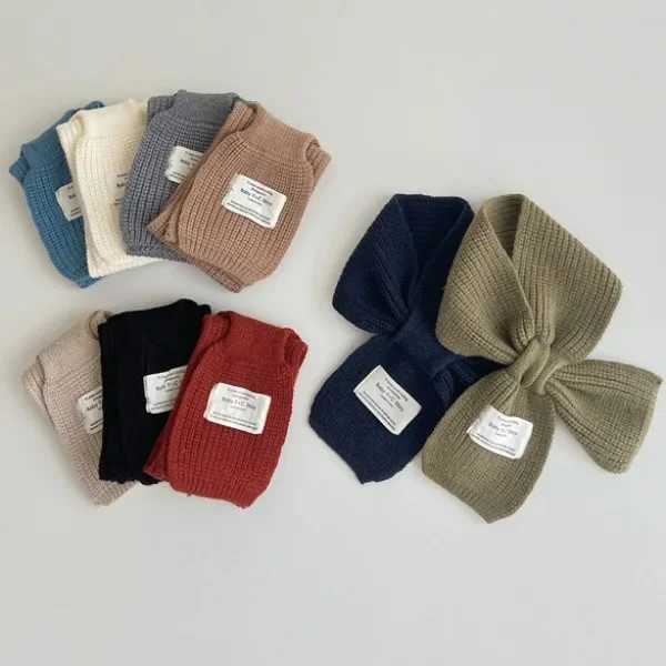 Scarves Wraps Kids Soft Knitted Scarf Winter Warm Infant Toddler Neck Shawl Fashion Children Girl Boy Scarves Baby Bib Solid Color Neckerchief H241213
