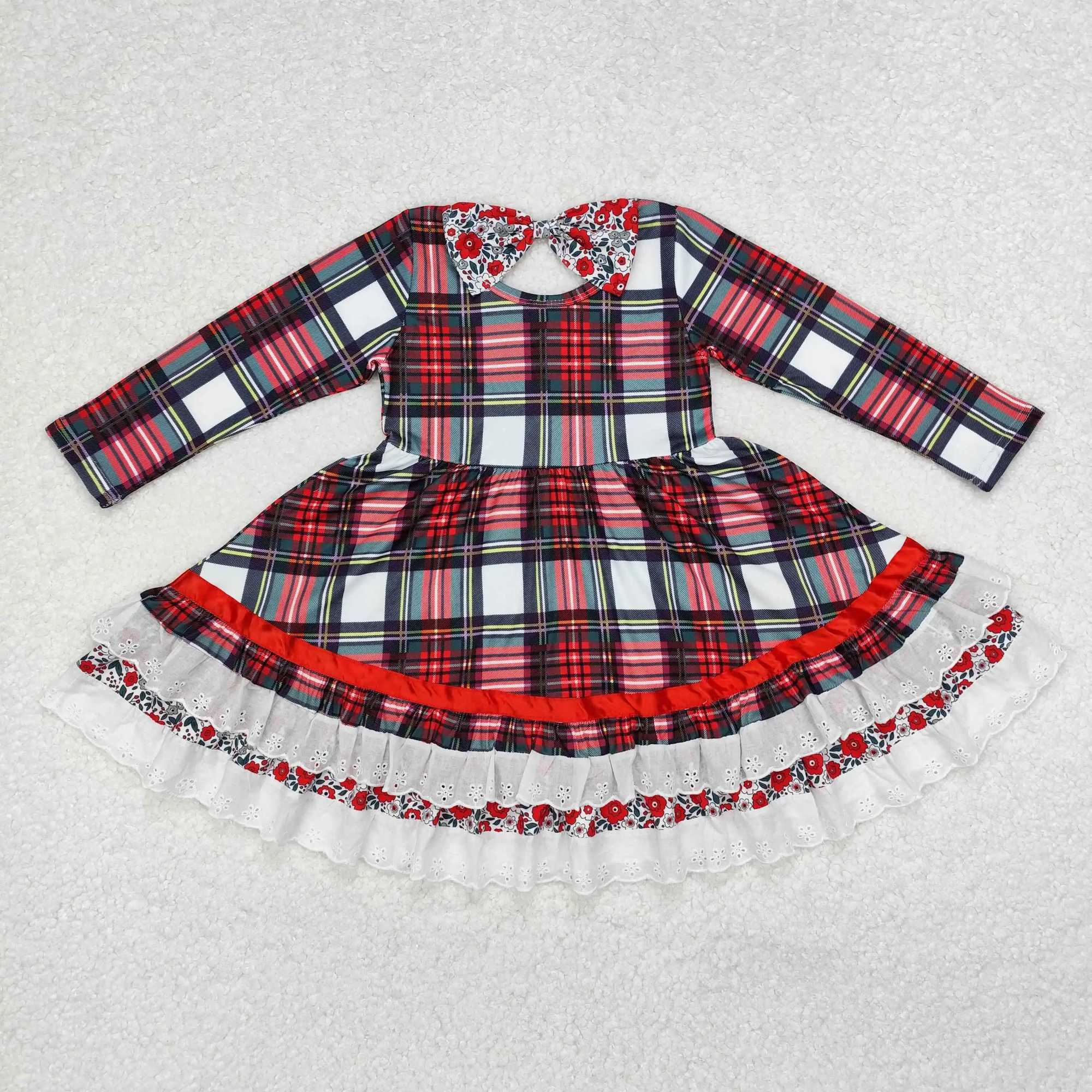 Childrens Christmas clothing long sleeved baby girl dress childrens fashion boutique clothing diagonal dress W241213