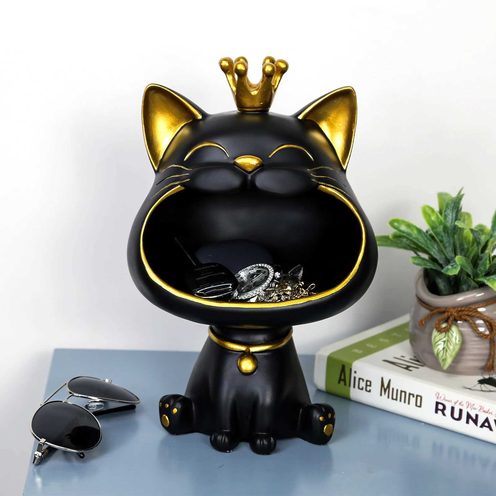 Bldog Cool Sculpture Dog Statue Butler Storage Box with Tray Nordic Table Decoration Ornament Figurines Coin Piggy Bank Y250509