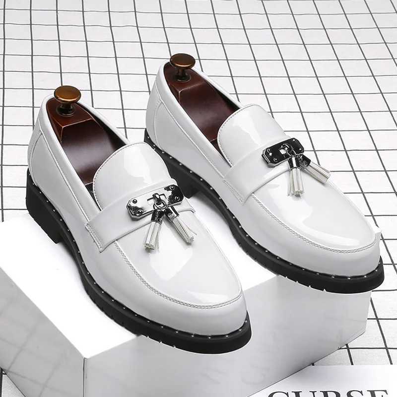 Men's Loafers with Tassels - Lacquered Leather, Thick Sole, hot Wedding Shoes 2024