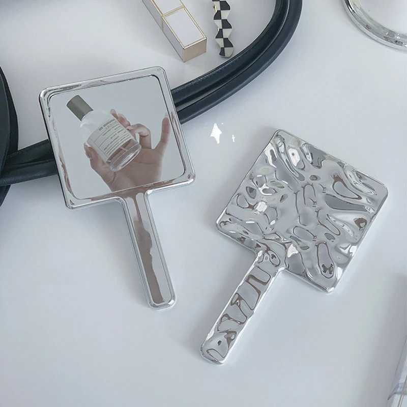 Luxury Handheld Cosmetic Mirror Ins Hand-held Desktop Makeup Metallic Mirror Vintage Beauty Mirrors Home Desk Decor Beaty ToolsXJ241213