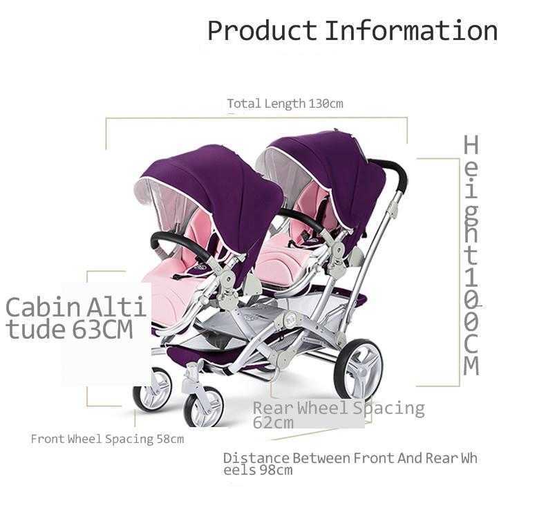 Twin Stroller Portable Folding Can Sit Can Lie Newborn Double Stroller Big Child Front And Rear Seat Dragon Phoenix Fetus Y241213