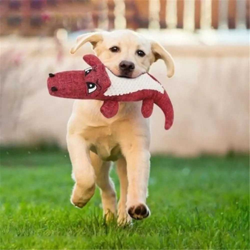 Pet Dog Toys Linen Plush Crocodile Animal Toys Dog Chewing Squeezing Noise Toys Cleaning Teeth Supplies Toys Hard Interactive Toys X241213