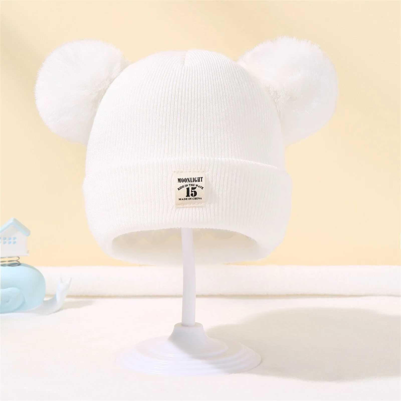 Winter Warm Baby Knitted Hats Children Kids Beanie Caps Soft Double Pom Toddler Knit Hat Infant Crochet Skull Cap for Boys GirlsXJ241213