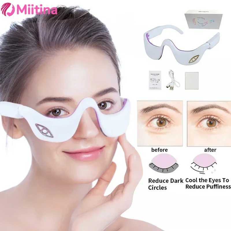 Miitina LED Microcurrent Pulse Eye Massager Relieves Eye Fatigue Fades Dark Circles Wrinkles Heat TreatmentEye Beauty Device W241213