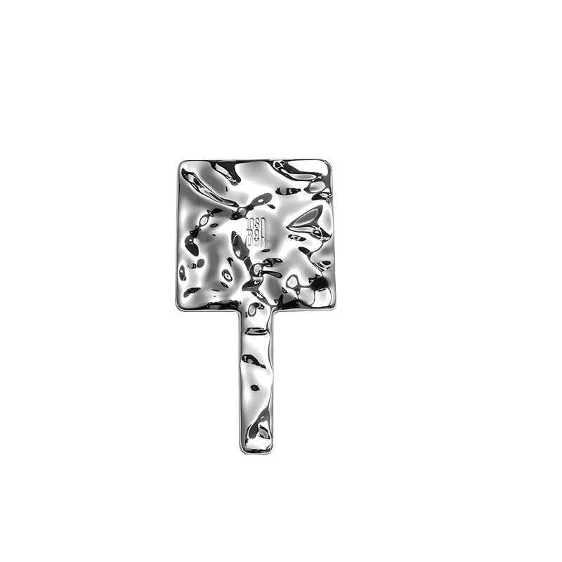 Ins Liquid Shape Square Mirror Mini Hand-held Cosmetic Mirror Makeup Mirror Travel Portable Beauty MirrorXJ241213