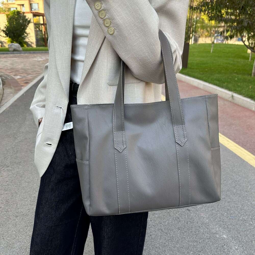 Retro Soft Leather Tote Simple And Versatile, Fashionable Shoulder Bag, Cross-Border Light , High-End, Large Capacity Commuting Handbag