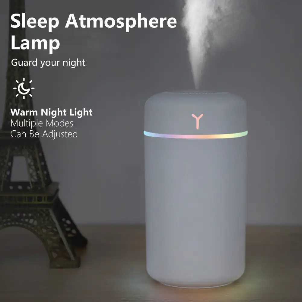 Portable 420ml Air Humidifier Aroma Oil Humidificador for Home Car USB Cool Mist Sprayer with Colorful Soft Night Light PurifierXJ241213