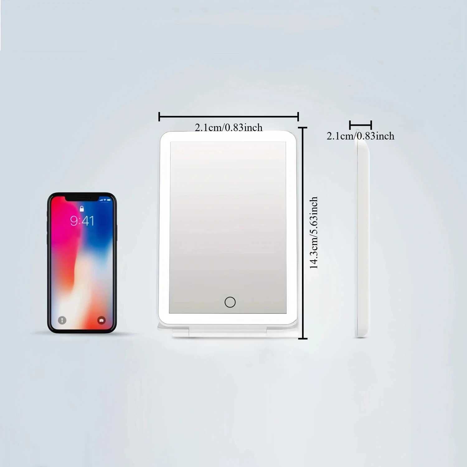 Portable Touch Screen Makeup Mirror with 3 Light Modes LED Foldable Cosmetic Mirror for Travel or Tabletop UseXJ241213