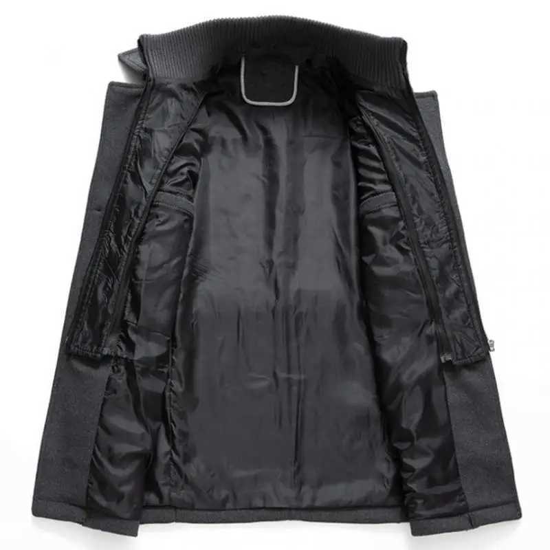 New Winter Wool Coat Men Fashion Double Collar Thick Jacket Single Breasted Trench Coat Men Casual Wool Blends Overcoats MenXJ241212