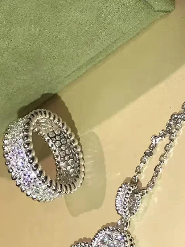 Anniversary Gifts Jewelry For Women Gold Color Silver Rings Full Stone Rose Engagement Wedding 241213