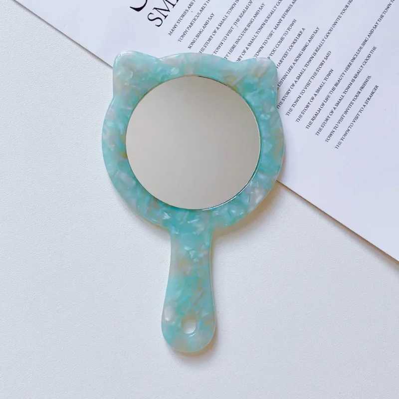 Acetate Handle Cosmetic Mirror Design Cat Shape Portable Cosmetic Mirror Colorful High Quality Daily Use Mirror for WomenXJ241213