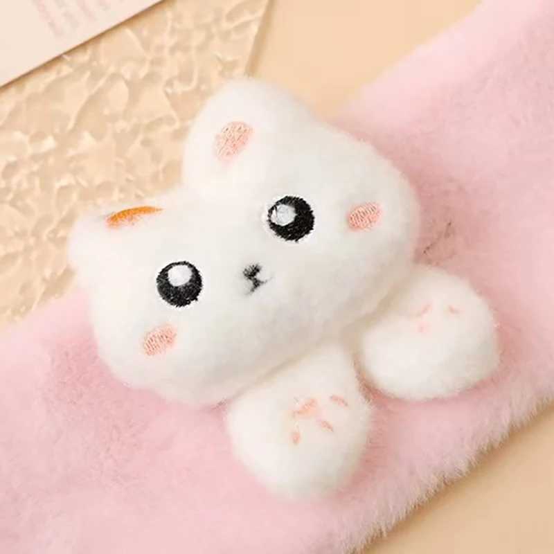 Scarves Wraps Cartoon Rabbit Baby Scarf Winter Warm Plush Neckerchief for Toddler Cute Solid Color Faux Fur Kids Boy Girl Neck Warmer H241213