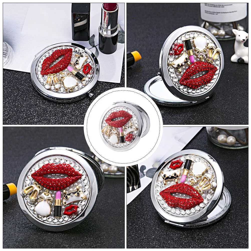 Cosmetics Pocket Mirror Rhinestone Vanity Portable Rhinestones Delicate Folding WomanXJ241213