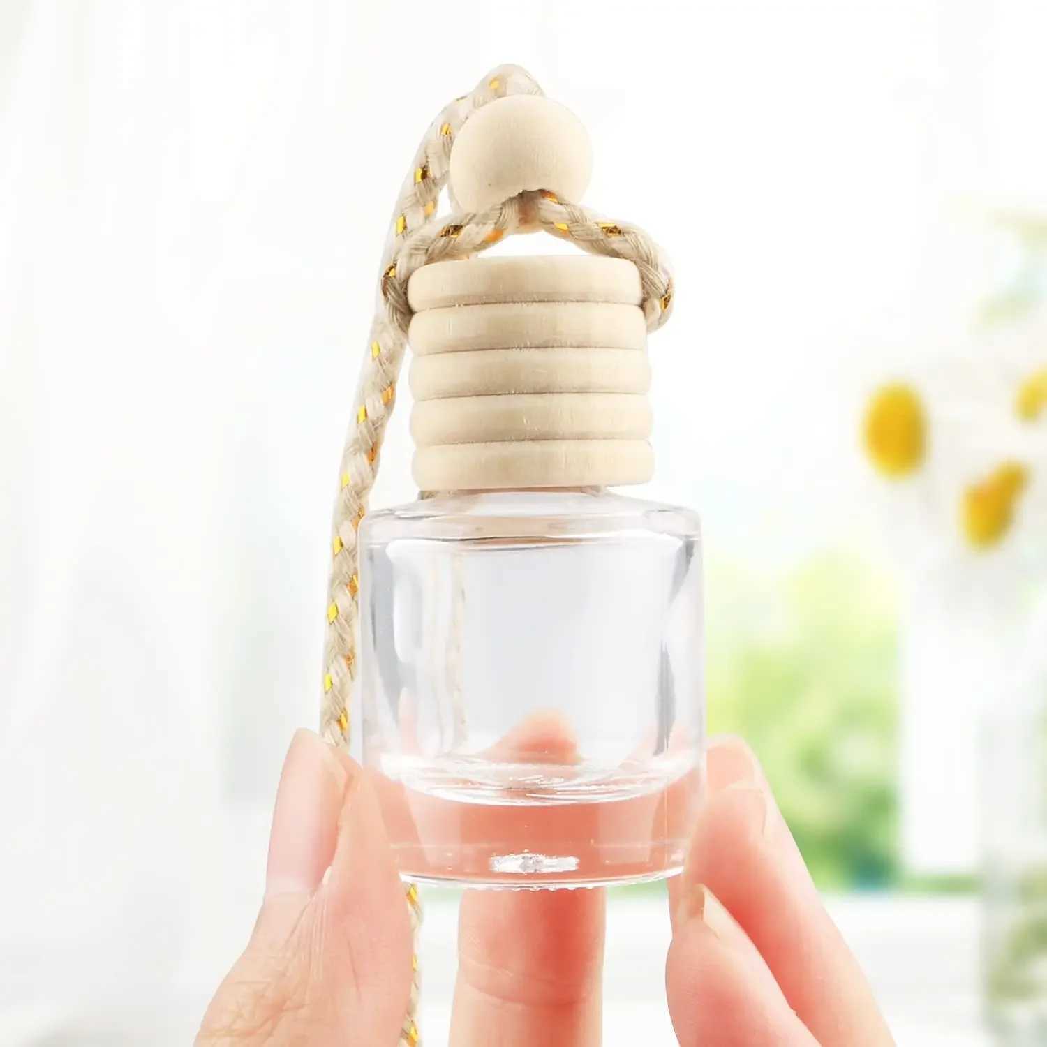 10Pcs 8ml Hanging Car Air ener Diffuser Empty Pendant Perfume Aroma Bottle Clear Glass Refillable Ornament VialsXJ241213