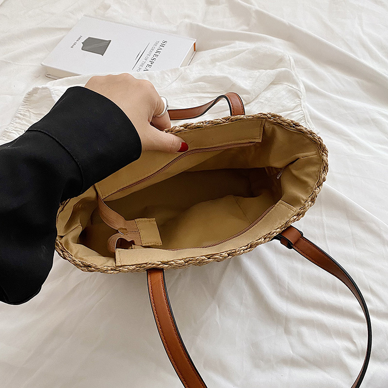 Trendy Straw Weave For Women 2023 Summer Brand Designer Female Handbags Shoulder Bag Fashion Beach Basket Simple Bag