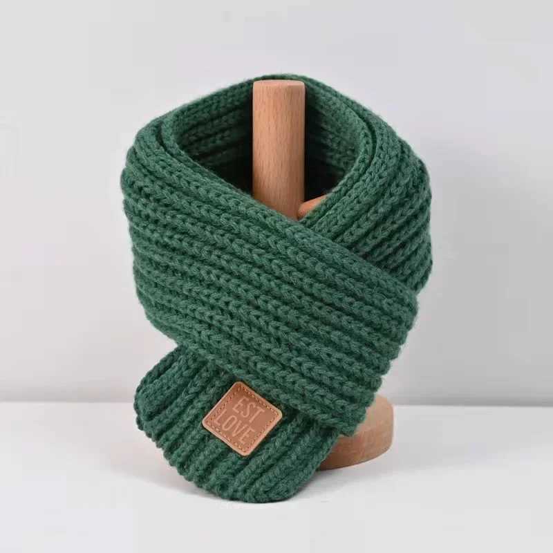 Scarves Wraps New Children Winter Autumn Knitted Scarf Keep Warm Solid Candy Colors Baby Girls Boys Kids Neck Gaiter H241213