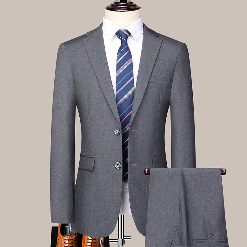 2023 High Quality Two Button Wedding Suit For Men (Suit + Trousers) Fashion Korean Slim Business Formal Two-Piece Set