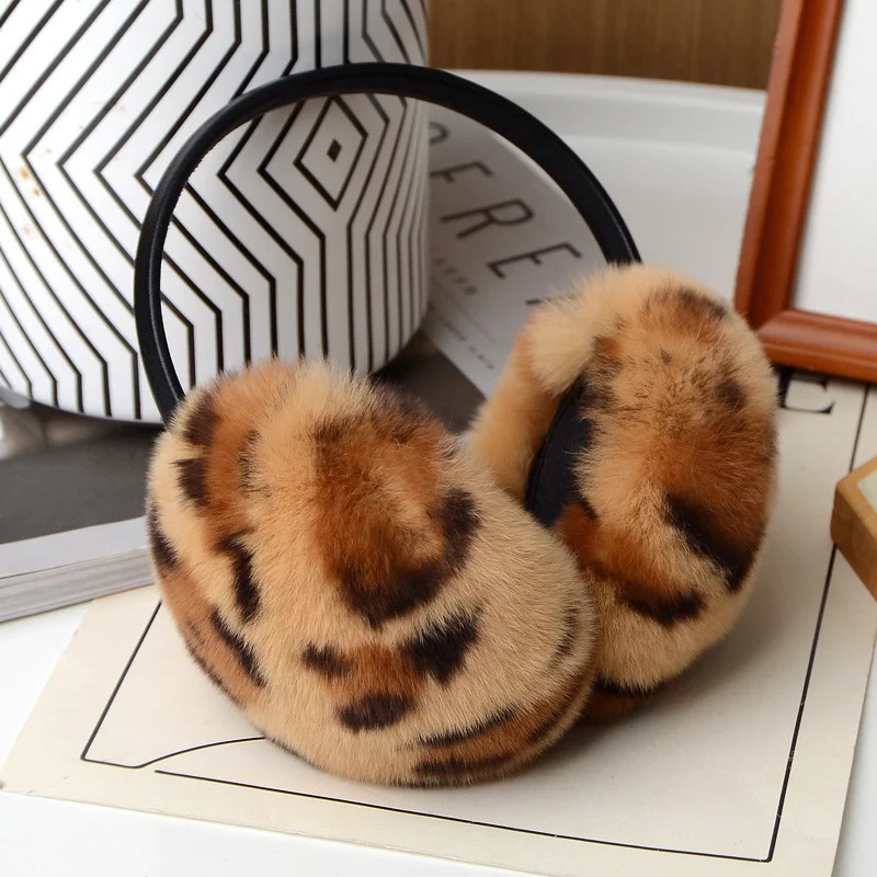 1 piece of solid color natural 100% Rex rabbit fur earmuffs soft plush earmuffs warm winter earmuffs outdoor cold earmuffs fur earmuffs 241211