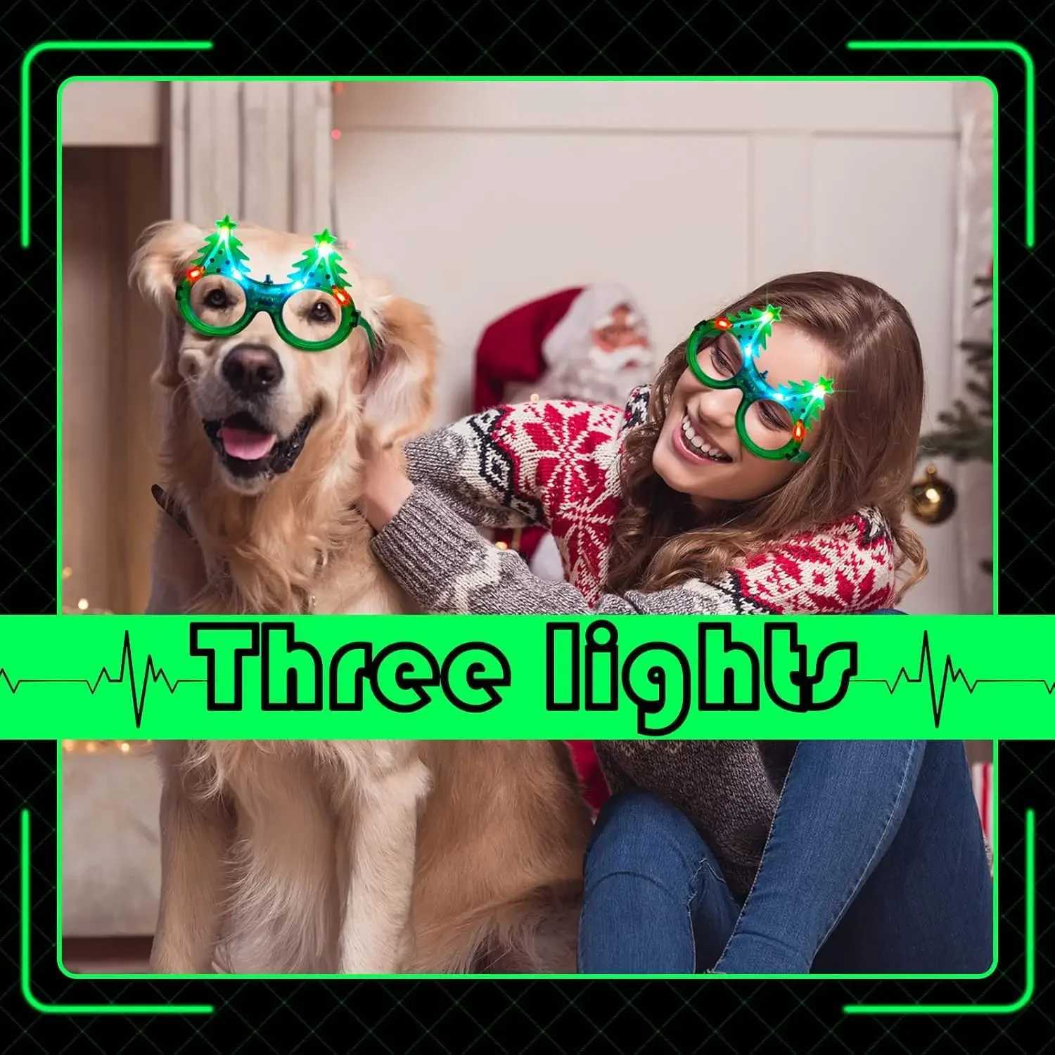 Sunglasses 8PC Christmas Light up Glasses Christmas Tree LED Sunglasses Glow in the Dark Flashing Glasses Kids Adults Christmas Party Gift H241213