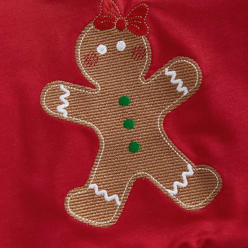 FOCUSNORM 0-4Y little girl Christmas costume set long sleeved gingerbread embroidered sweatshirt+sheer lace dress W241213
