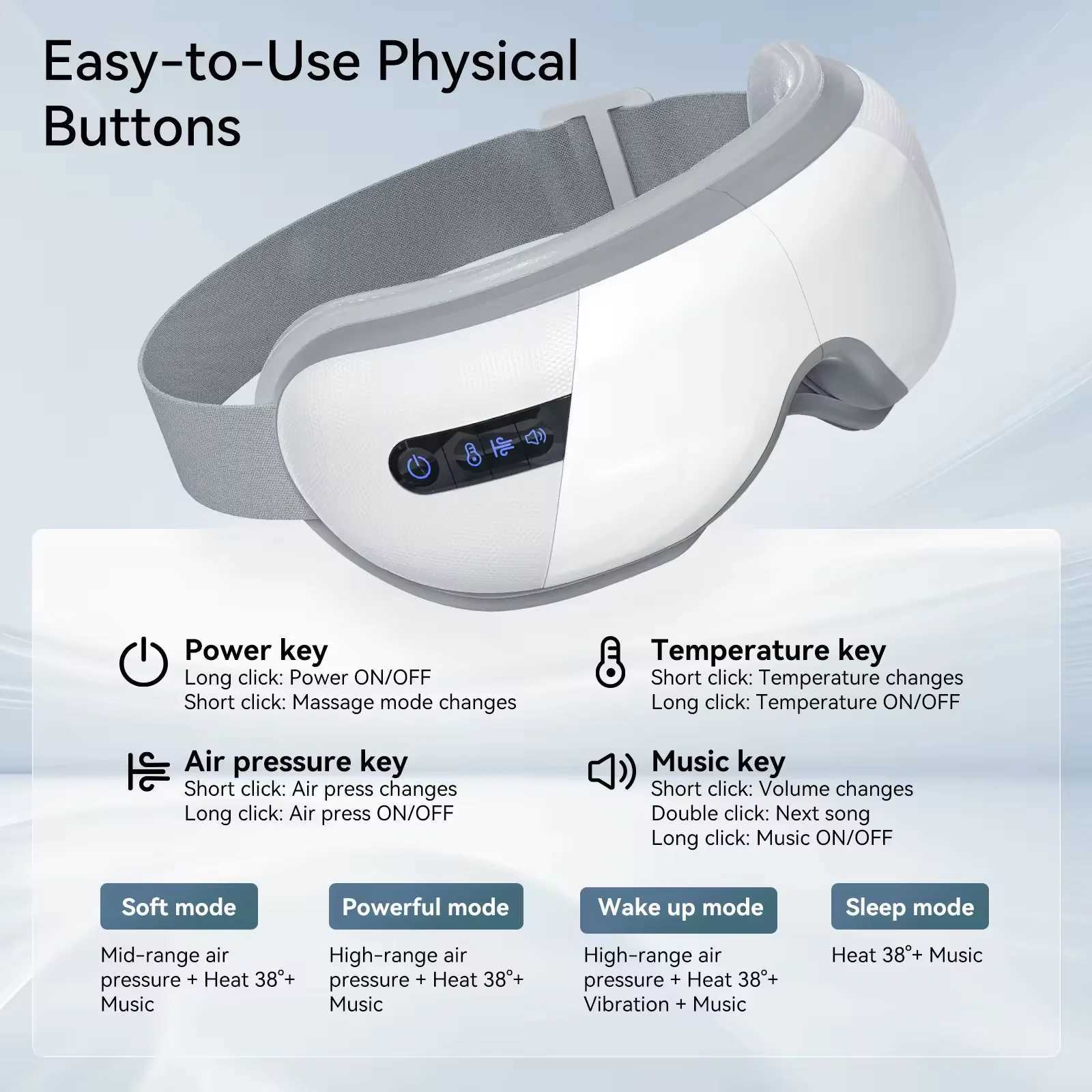 Intelligent 3D Airbag vibration heating eye massager eye care instrument with Bluetooth eye massage music to relax migraines and improve sleep W241213