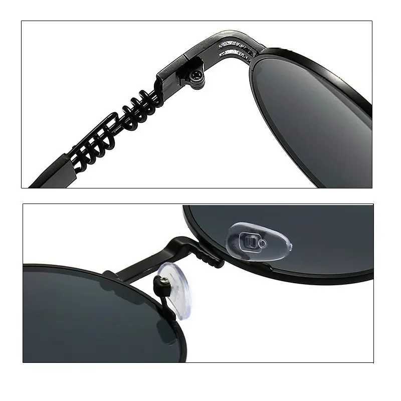 Gothic Red Steampunk Sunglasses Men Women Vintage Metal Round Sun Glasses Brand Designer Fashion Goggle Mirror Eyegalsses UV400X241213