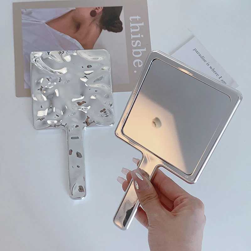 Luxury Handheld Cosmetic Mirror Ins Hand-held Desktop Makeup Metallic Mirror Vintage Beauty Mirrors Home Desk Decor Beaty ToolsXJ241213