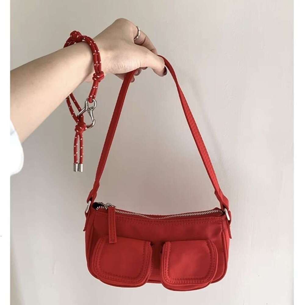 and Meat Chen Whiterm Korean Ins New Design Sense Multi Pocket Nylon Single Shoulder Underarm Bag Versatile Handbag