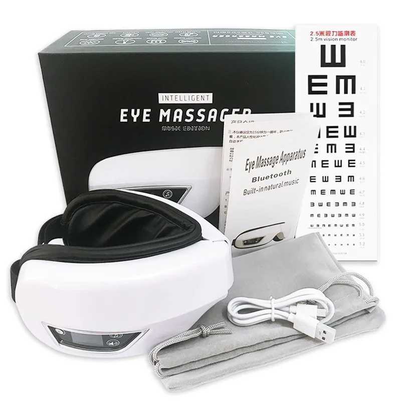 Aparato de masaje round eye massager eye care instrument heating bluetooth music to alleviate fatigue and dark cycle sleep facial mask W241213