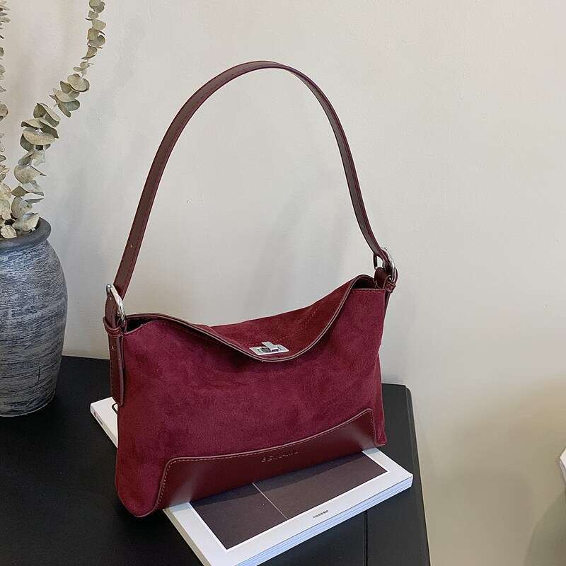 Large capacity frosted deer skin velvet 2025 stylish new casual splicing single shoulder underarm women's crossbody bag