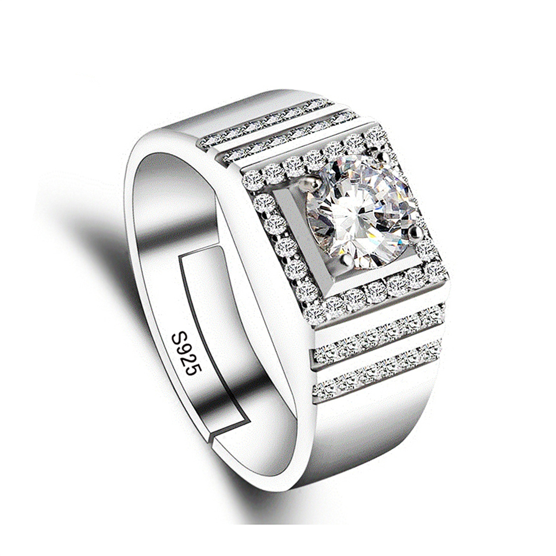 Choucong Lab Moissanite Diamond Wedding Rings Sparkling Luxury Jewelry 925 Sterling Silver Round Cut Zircon Party Eternity Male Open Ring For Men Gift